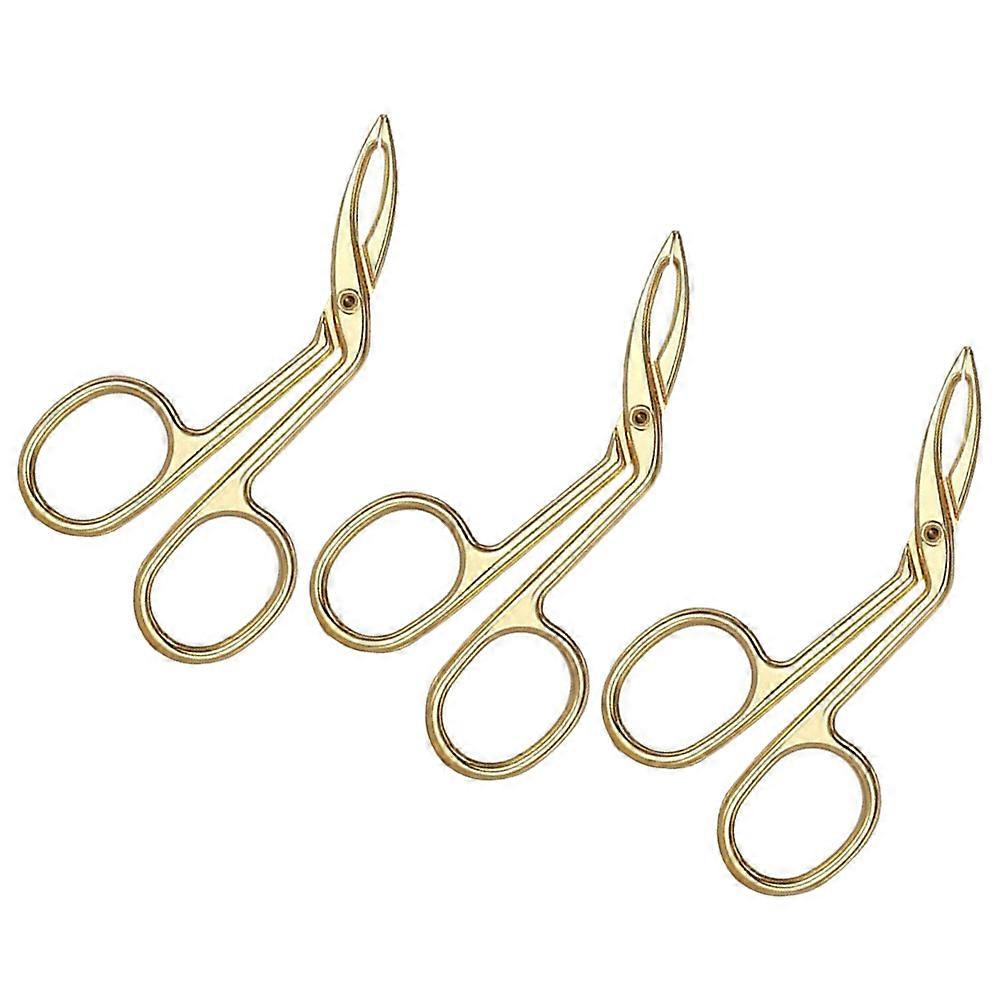 Eyebrow Tweezers Professional Women Facial Hair Removal Golden Comfortable Handle 3Pcs