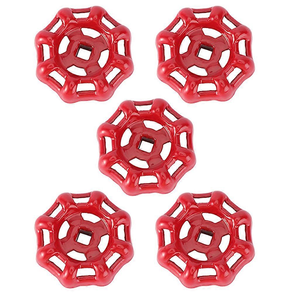 Spigot Handle Gate Valve Handle Shower Knob Opening and Closing Red 8x8cm Hole Fitting 5Pcs