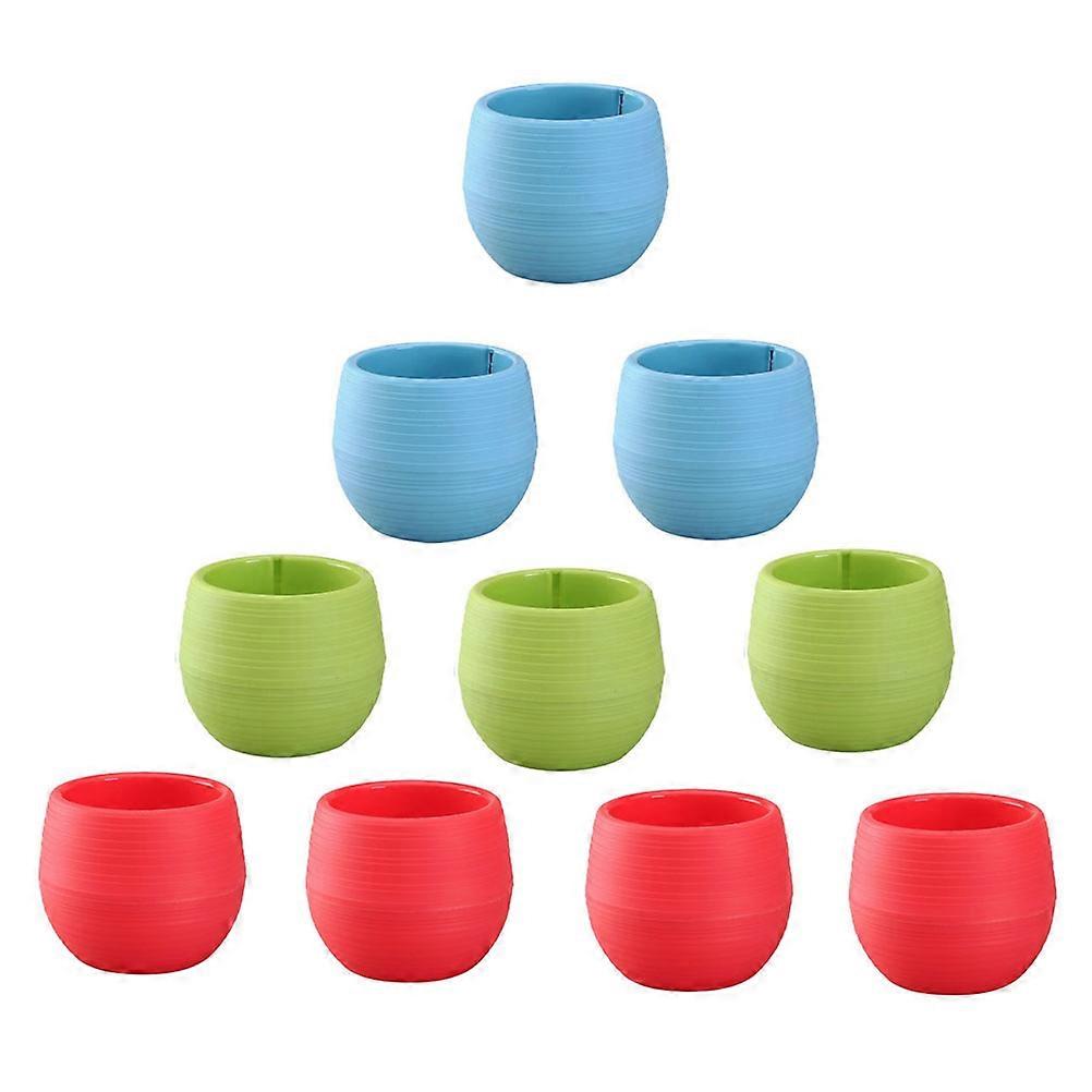 Succulent Planter Plastic Flower Pot Home Decoration Modern Style Assorted Color Indoor Use 7x7x6cm 10Pack