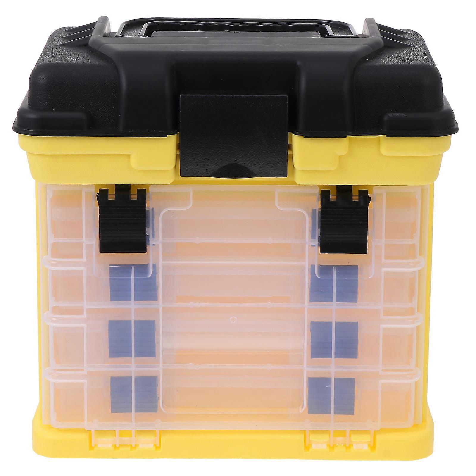 Multifunctional Fishing Tackle Box Practical Storage Container Yellow Rectangular Organizing Lures 1Set