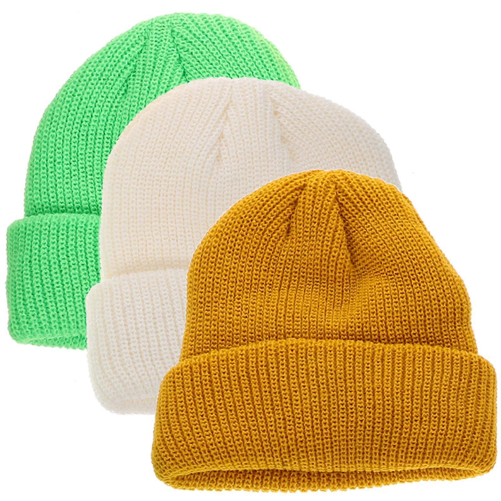 Caps Beanie Warm Colored Beanie Cap Outdoor Wearing 3Pcs