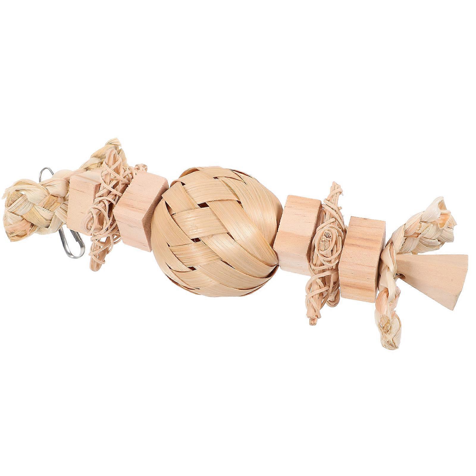 Bird Chew Toy For Parrot Bird Parrot Suspending Biting Toy Bird Cage Decoration Wood 9.6X2.6X2.0in Teeth Grinding 1Set