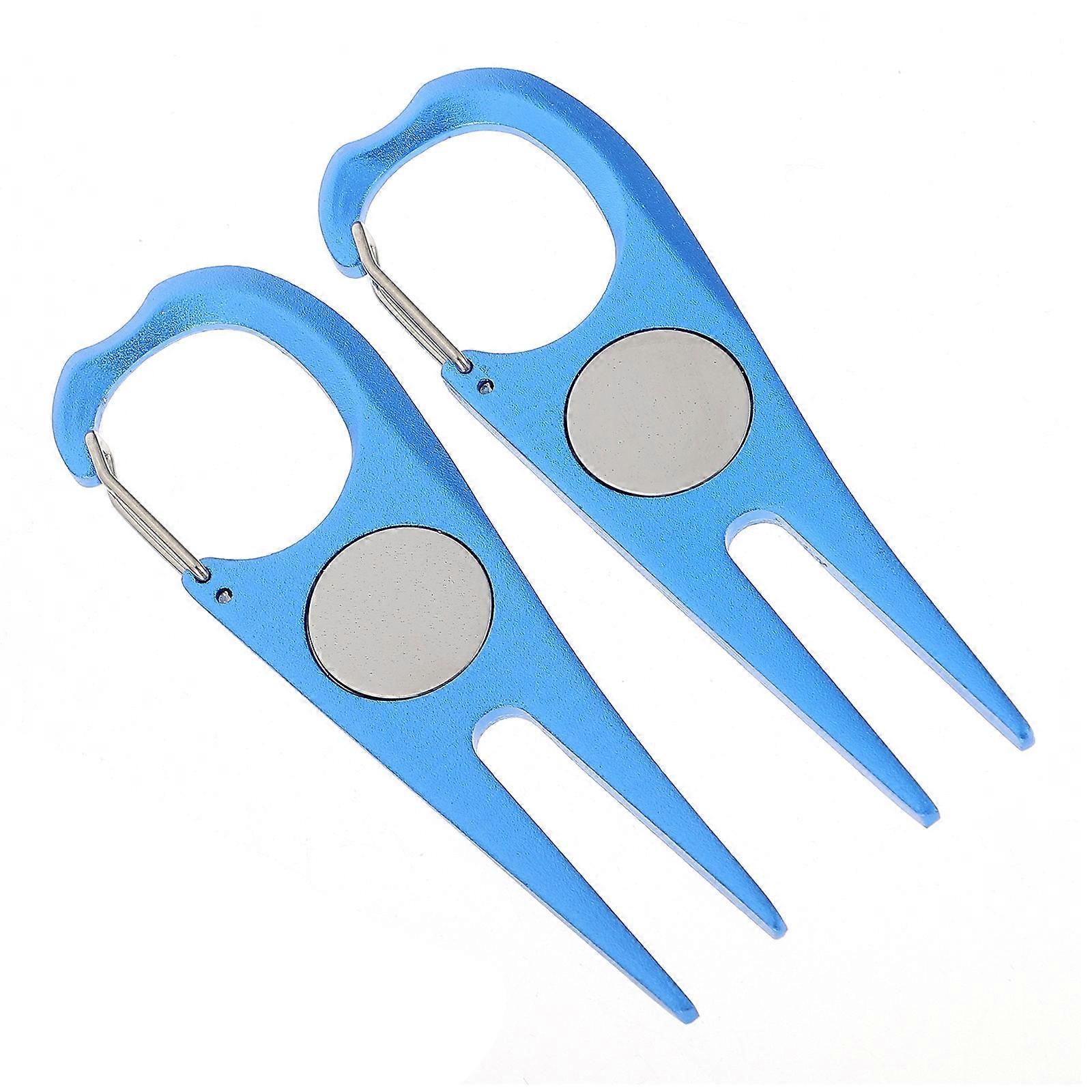 Golf Equipment Divot Fork For Golfers Stainless Steel 10X3.5CM Ball Marker Attachment 2Pcs
