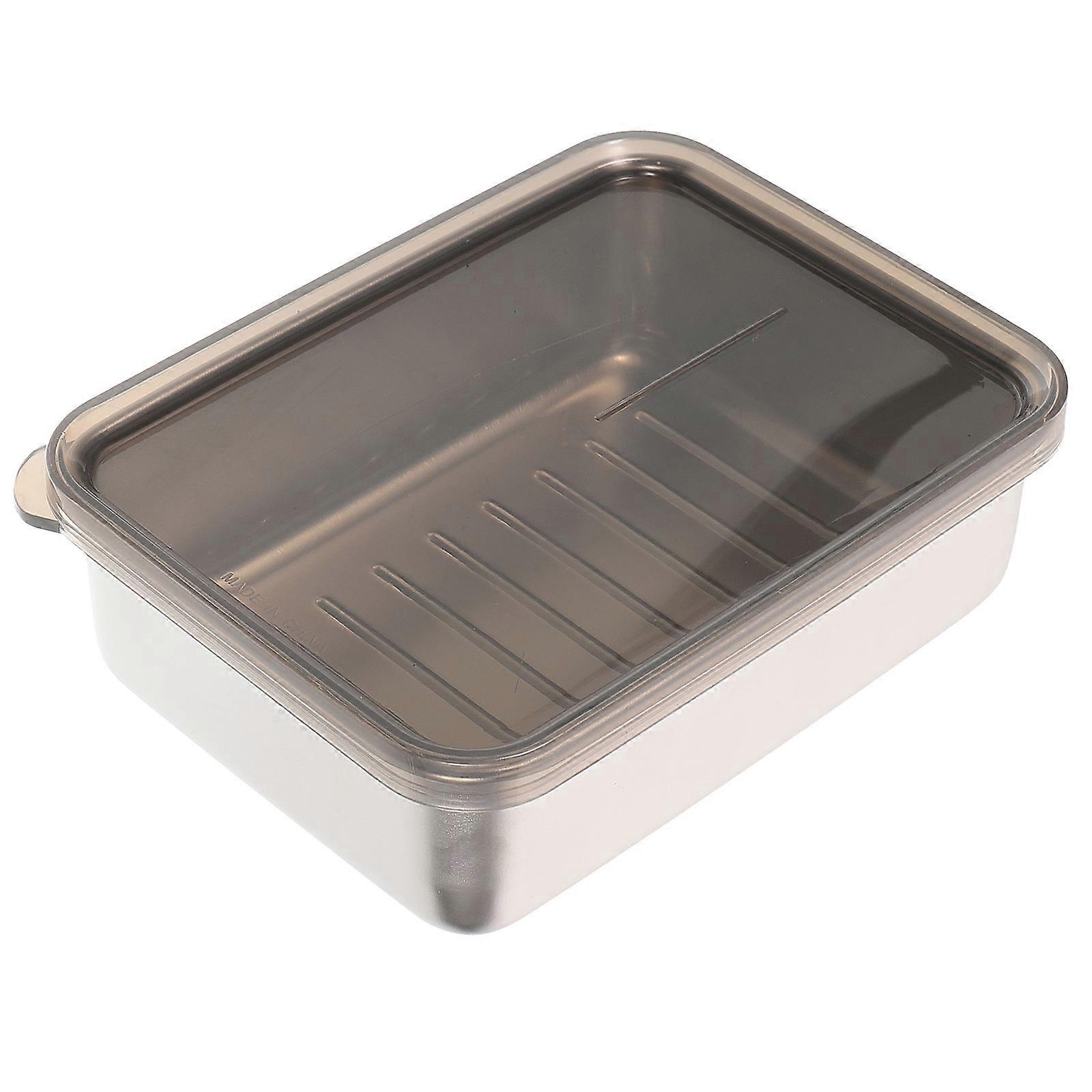 Bento Snack Containers 400ml 13.5x10x4.5cm 304 Stainless Steel Sealing 1Set