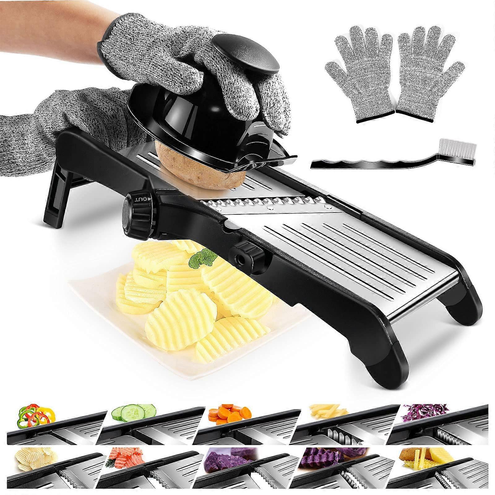 Mandolin Vegetable Slicer, 10-in-1 Adjustable Stainless Steel Cutter for Slicing, Julienne, and Dicing Fruits and Vegetables