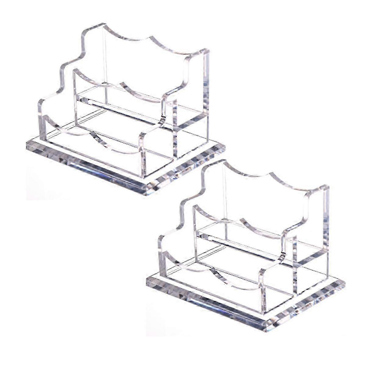 2Packs Acrylic Business Card Holder for Desk,Horizontal Clear Business Name Card Display Stand, Des