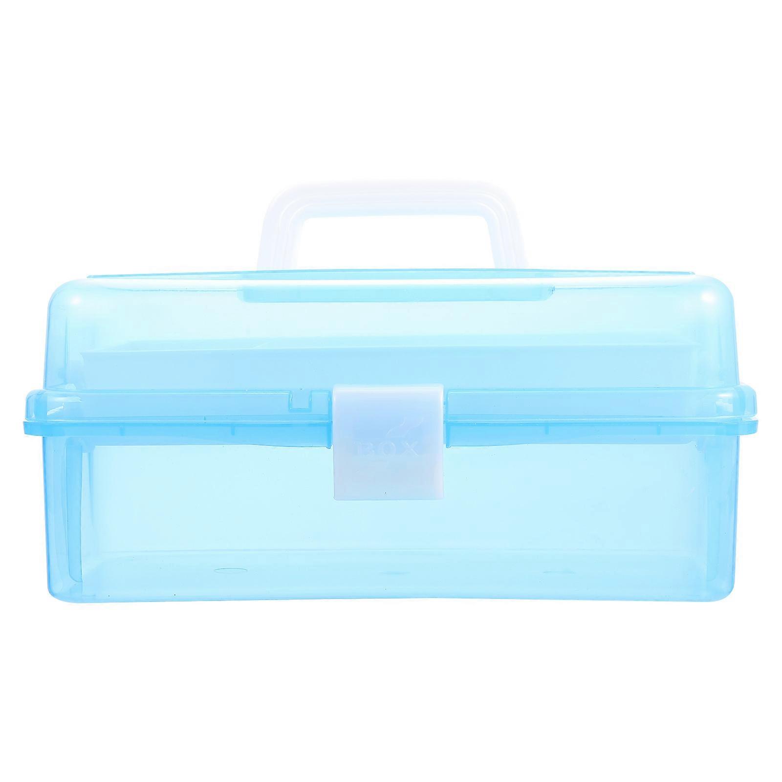 Blue Portable Plastic Storage Box for Home Tidy and Space
