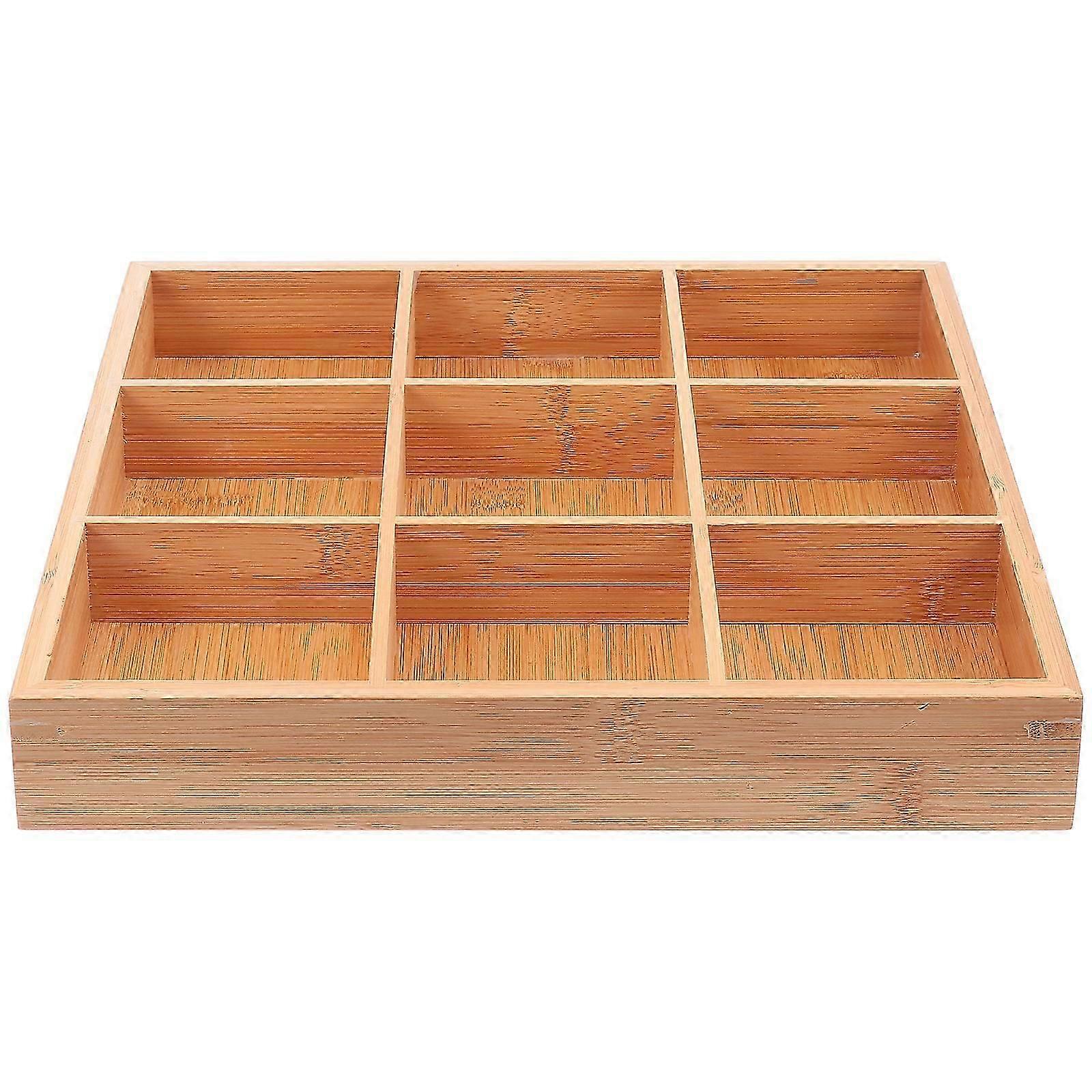 1PC Bamboo Serving Tray Practical Divided Platter Chic Nine-grid Vegetable Tray
