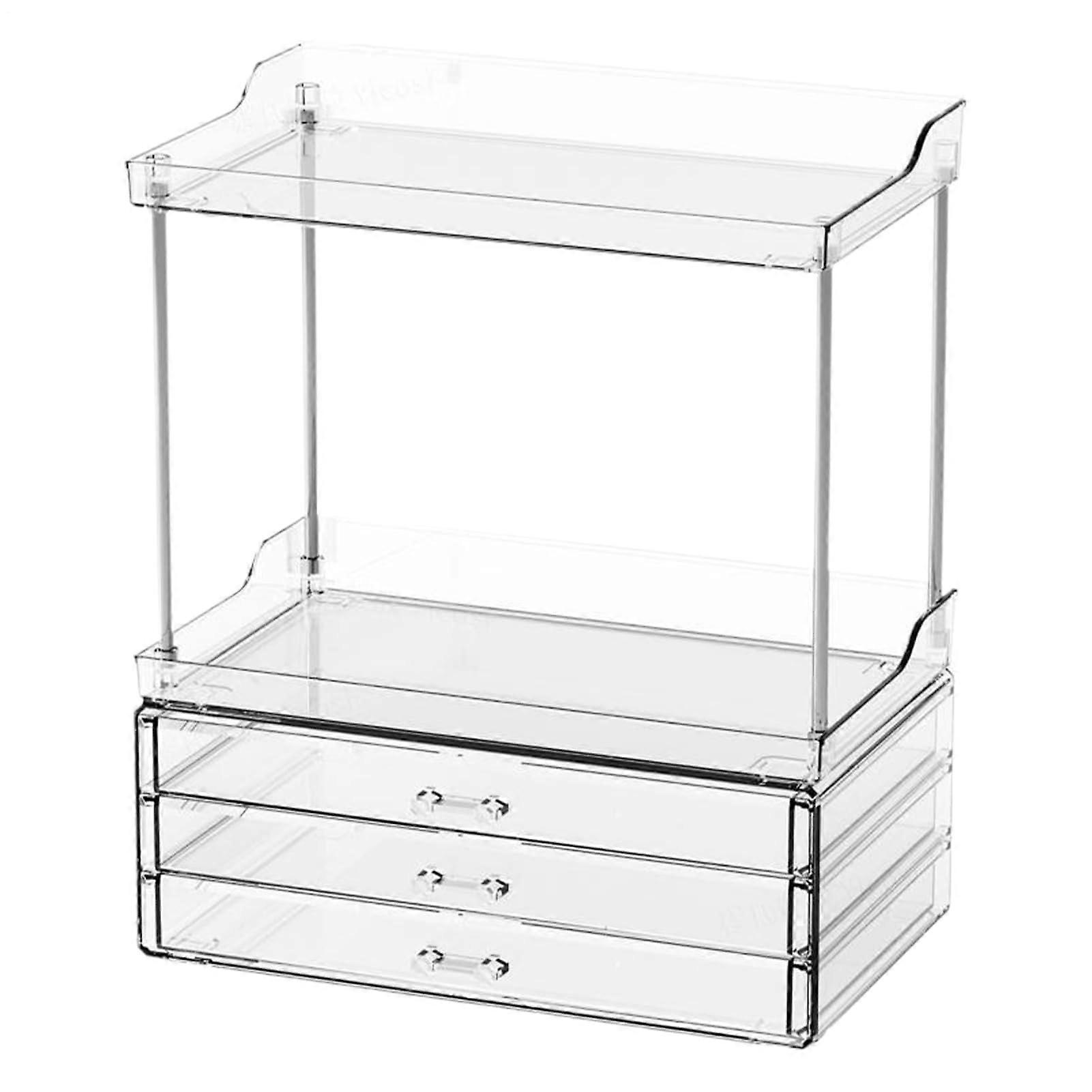Makeup Organizer Counter , 2Tier Vanity Tray with Drawers, Ideal for Bathroom