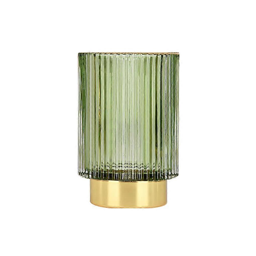 Glass Makeup Brush Bucket With Large Capacity For Cosmetics, Dark Green Pen Holder Vase For Dressing Table