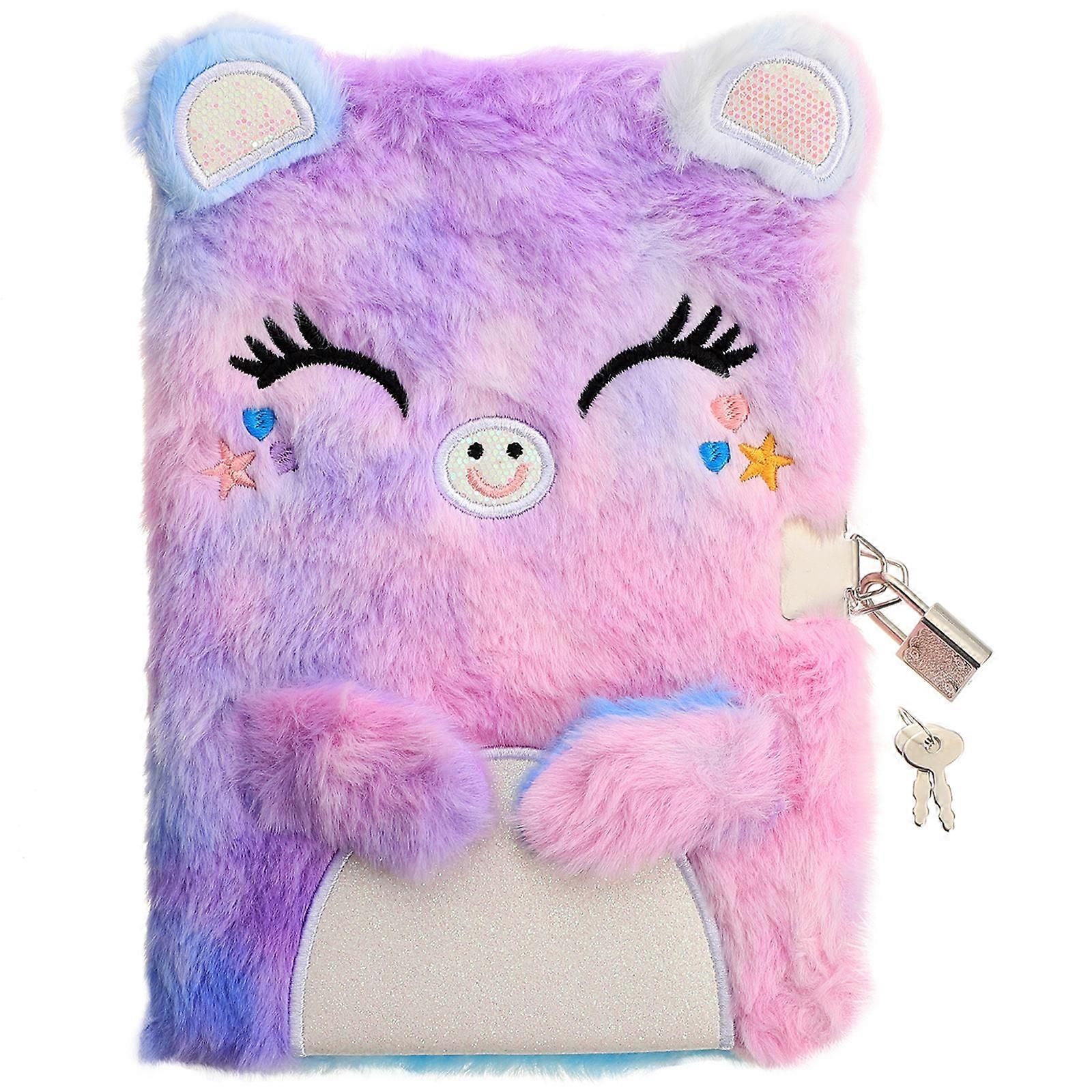 Lockable Plush Diary with Smooth Pages for Writing and Creative Expression   Adorable Fluffy Notebook for Students