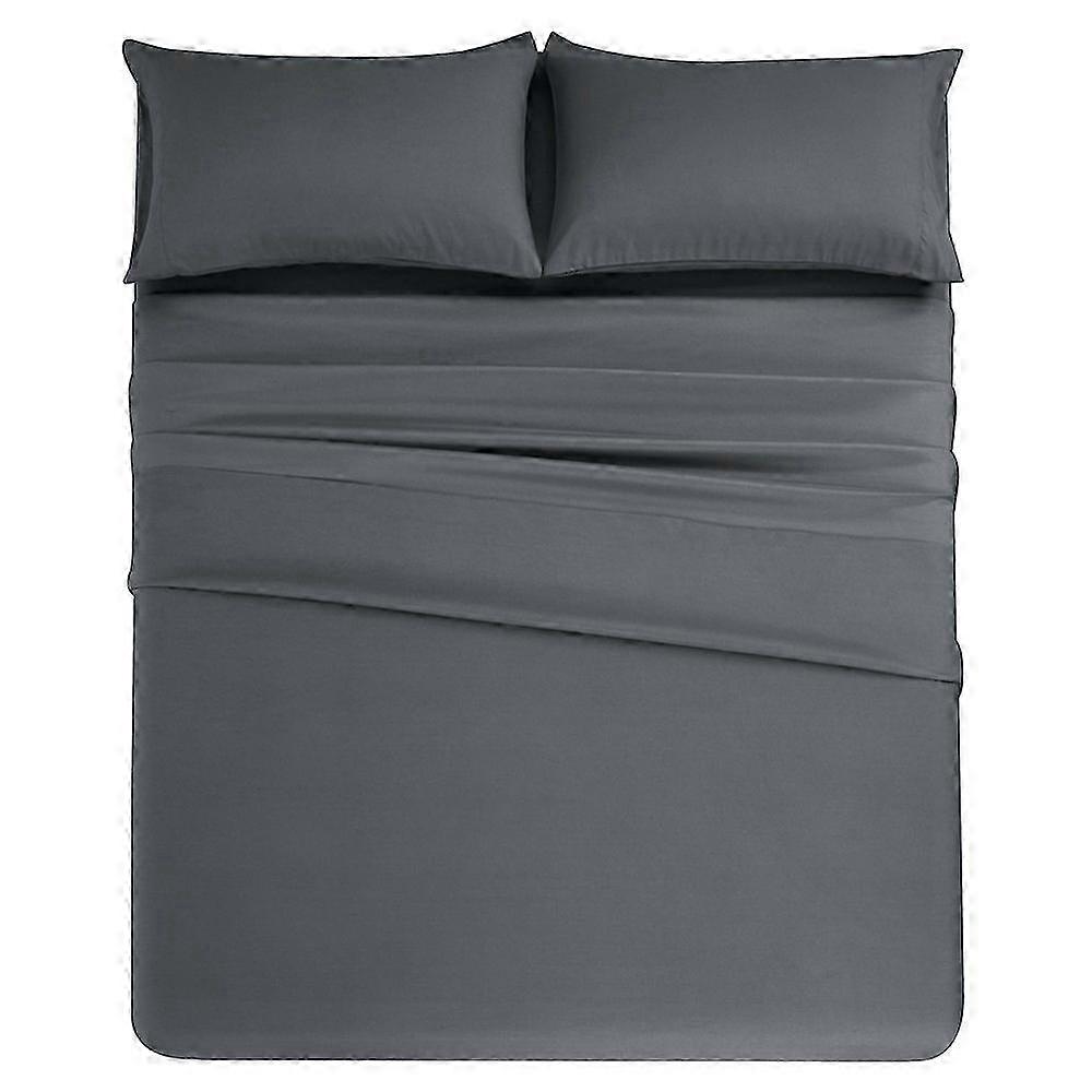 4-Piece Queen Size Bed Flat Sheet and Pillowcase Set