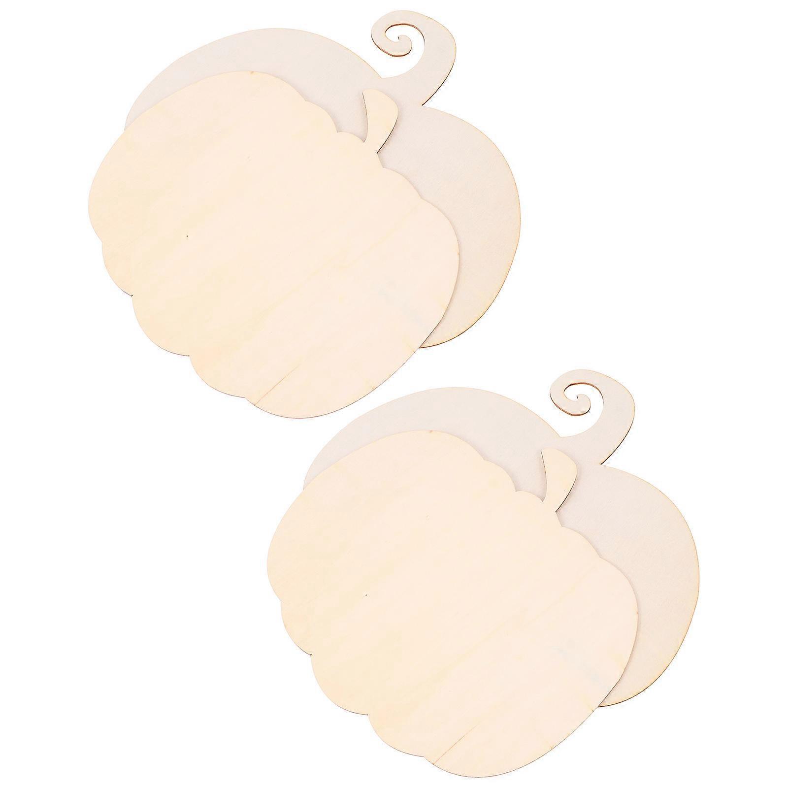 4pcs Pumpkin Shaped Wooden Boards, Unpainted Craft Tiles for DIY Painting, Halloween Decor, Rustic Game & Parent Child Activity Supplies