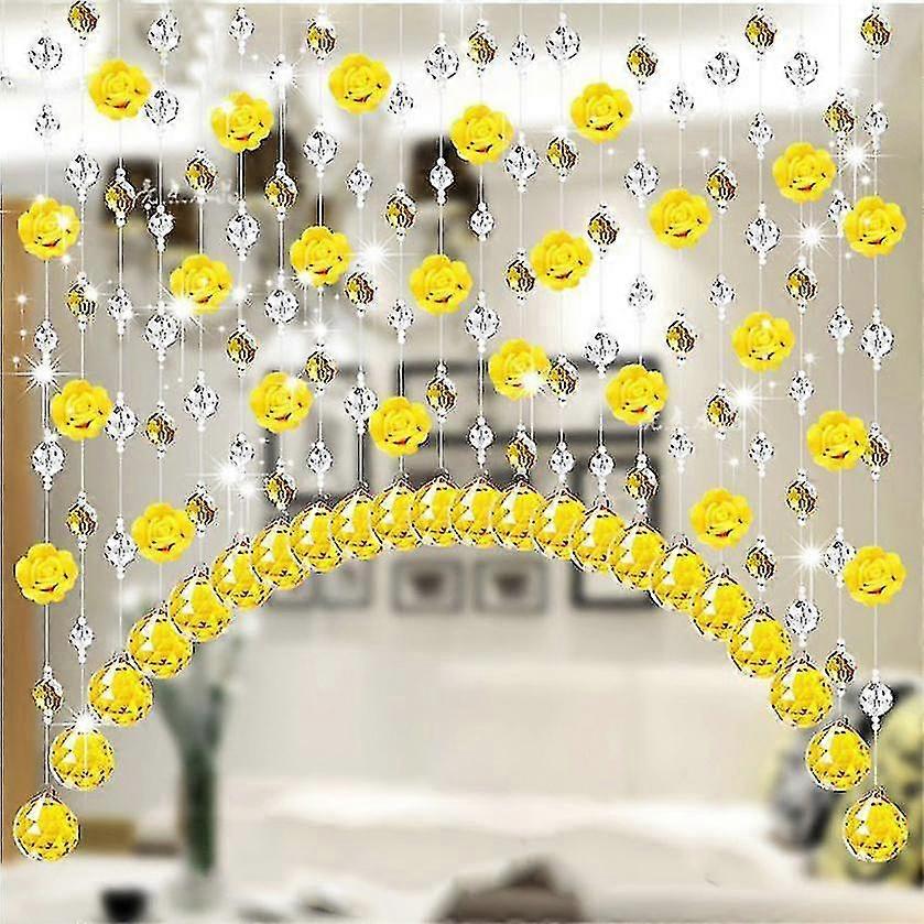 Cam Kristalli Gül Boncuk Perde