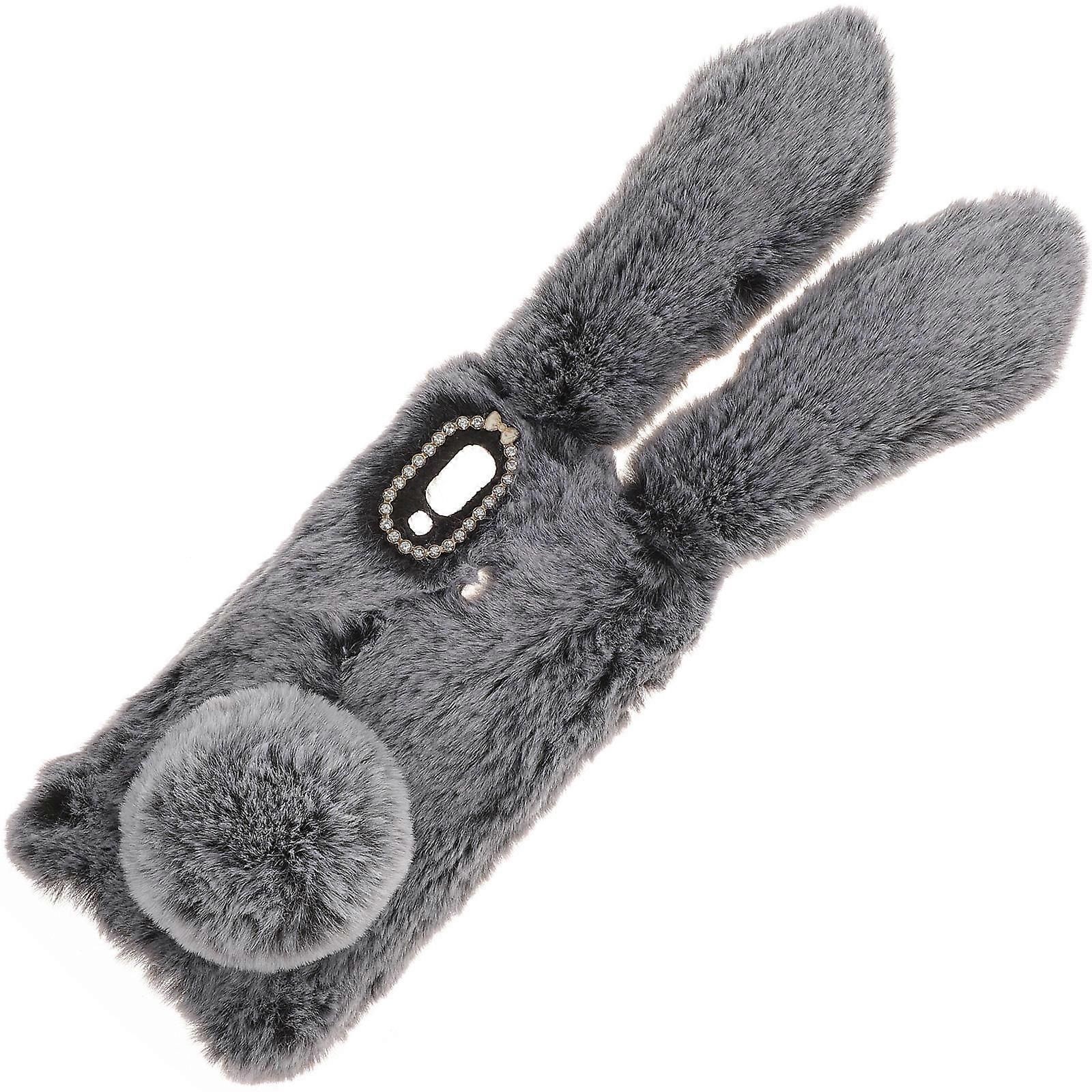 TPU Phone Case Plush Rabbit Dark Grey Easy Access to Ports For A20e Women 1Pcs