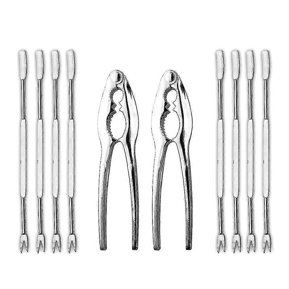 10 Pcs Seafood Tools Set Including 2 Lobster Crab Crackers And 8 Forks n