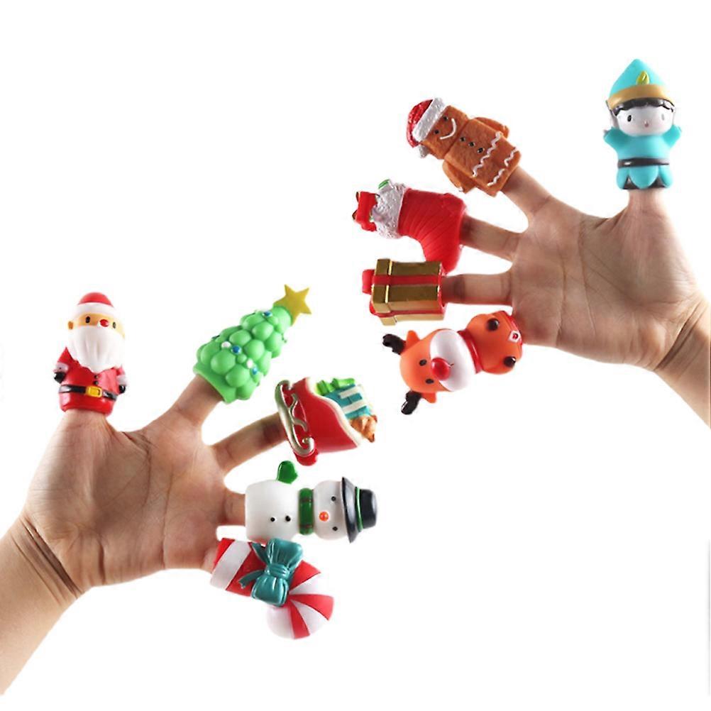 Interactive Storytelling Kit, Bath Time Essential With 10Pcs Christmas Design Finger Puppets, Soft Plush Animals For Educational Toys And Holiday