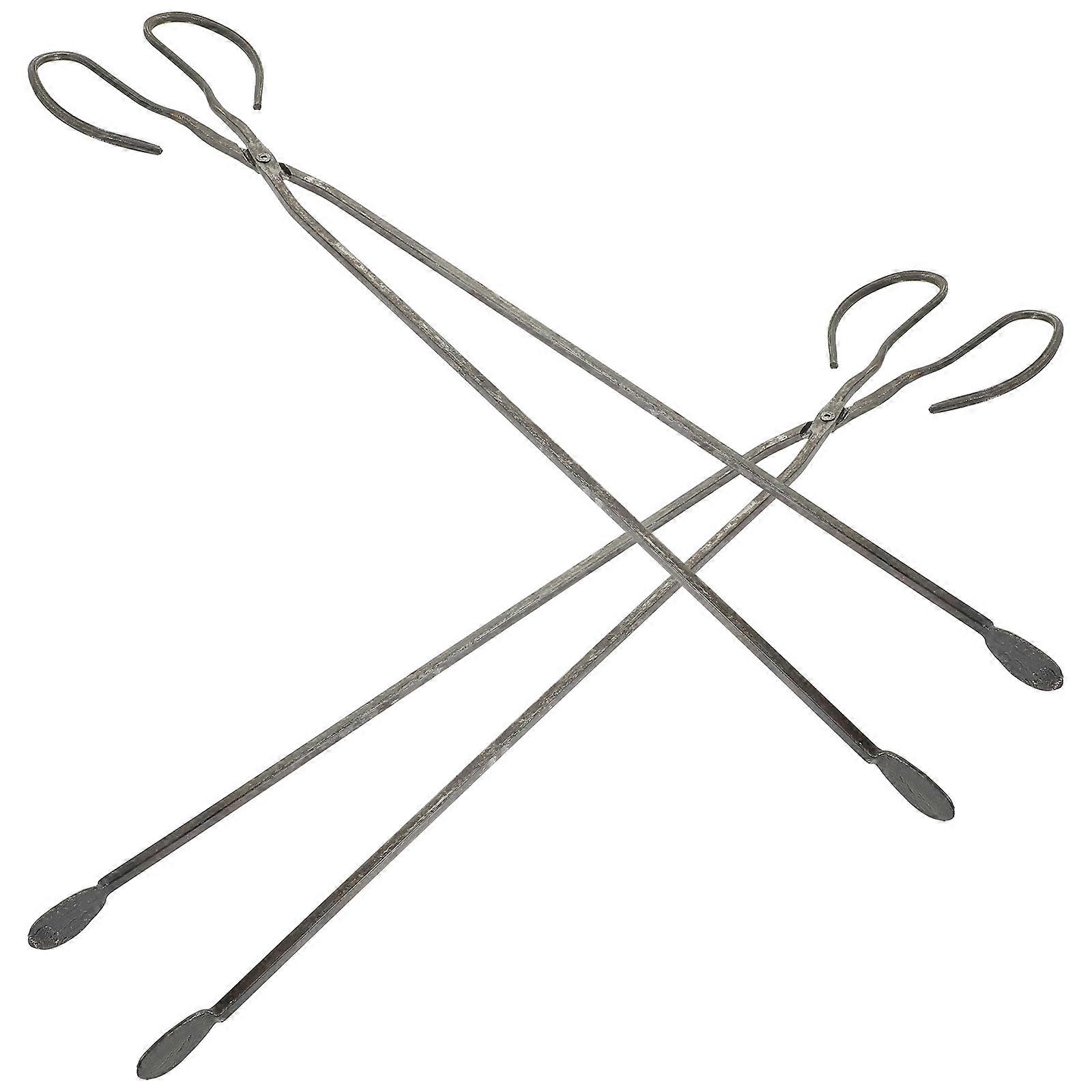 Trash Picking Clips Barbecue Tool Durable Flat Head For Wood Burning Stove 2Set