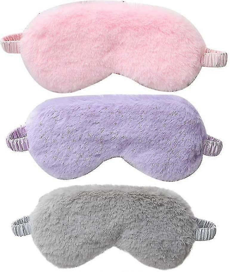 Plush Eye Mask For Women, 3 Pc