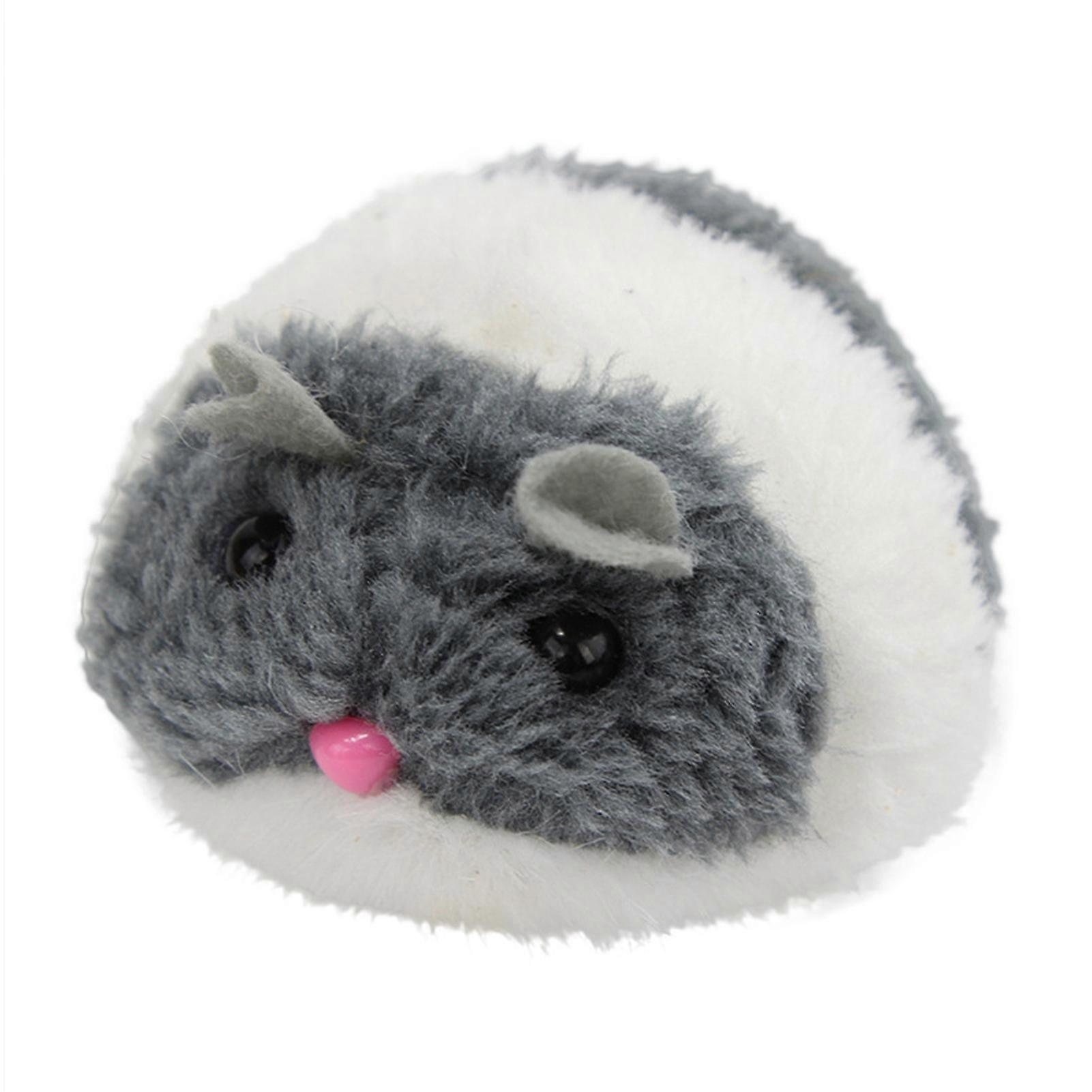 Clockwork Wind Funny Mouse Soft Plush Bite Resistant Interactive Automatic Robotic Mice Toy Light Gray