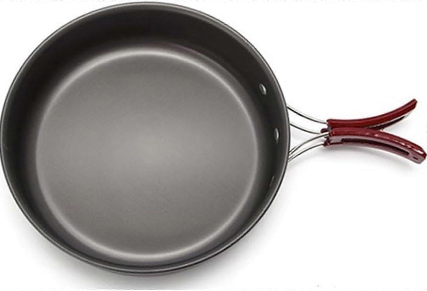 Outdoor Camping Frying Pan, 20 cm Non-Stick Aluminum Cookware with Folding Handle, Portable for Hiking and Backpacking