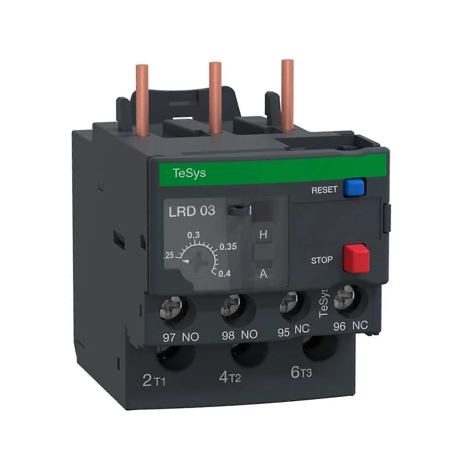 Black LRD03 0.25–0.4 A 1 NO  1 NC with screw terminals, differential thermal overload relay
