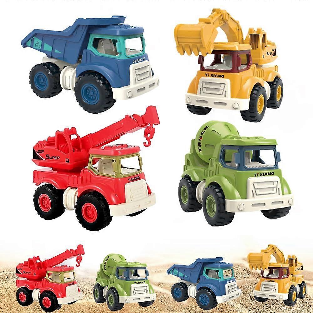 Sand Toy Digger Set of 4 Construction Vehicles for Sandpit and Beach, Dump Truck and Digger Toys for Ages 1-8