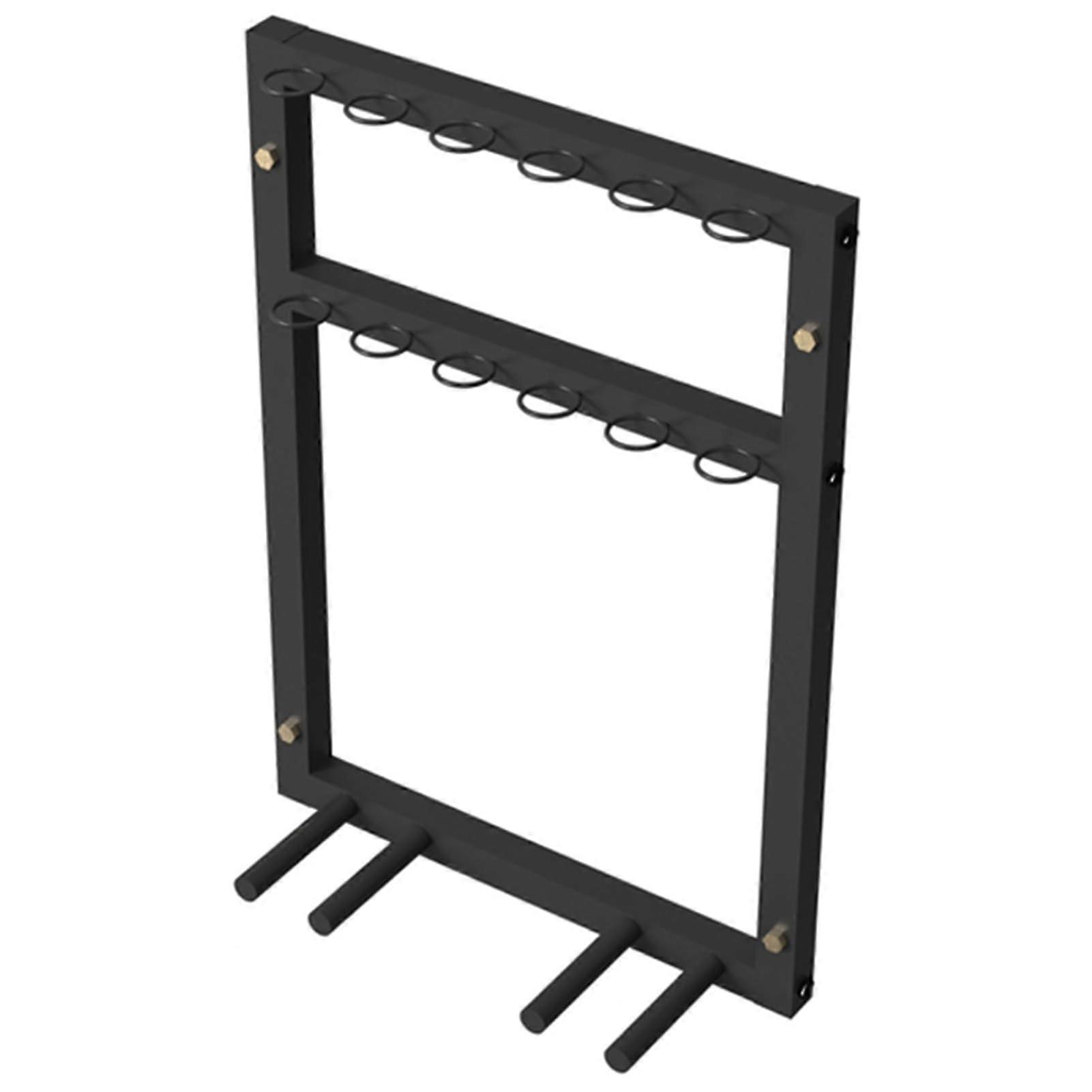 Table Tennis Nets Rack For 6 Bats And 12 Balls, Space Saving Stand Black
