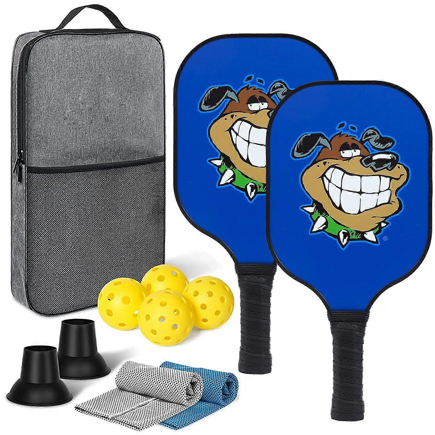 Pickleball Paddles Set of 2, Fiberglass Pickleball Paddles for Adults, Lightweight Pickleball Set for Beginners and Professionals
