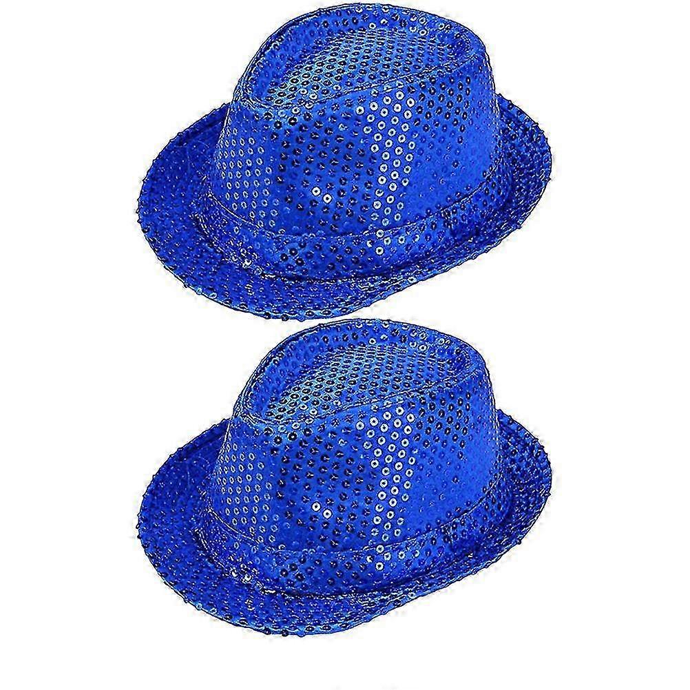 2PCS Sequin Jazz Hat Costume Accessory for Adults (Blue)