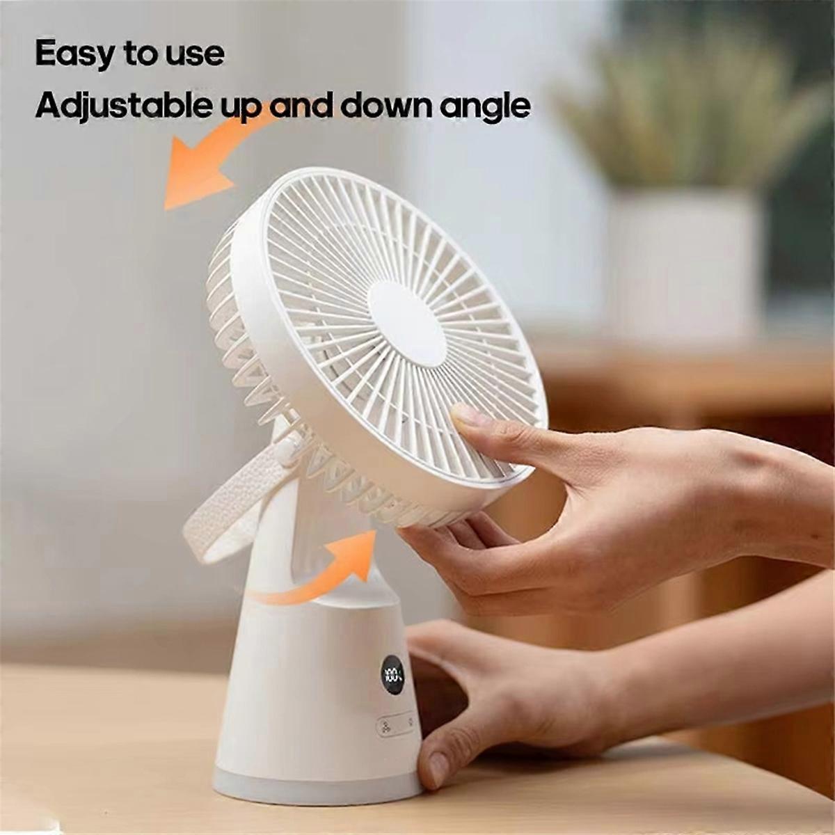 Portable Desk Fan,USB Rechargeable Table Fan with 5 Speeds, Quiet Operation, Powerful Natural Breez