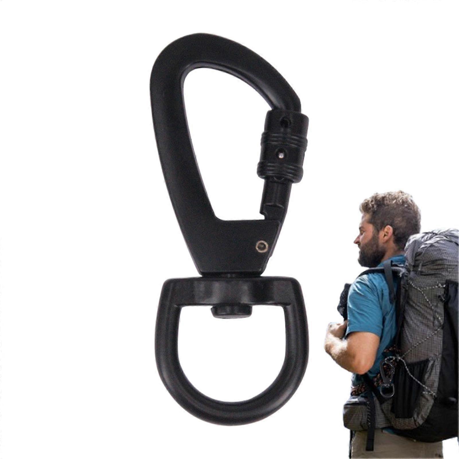Flag Clips for Flag Poles, Black Zinc Alloy Locking Keychain, 360Degree Rotating Carabiners
