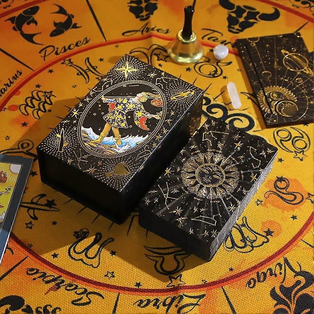 Gold Foil Tarot Cards Set with Wooden Card Stand for Accurate Predictions and Unique Gameplay Experience