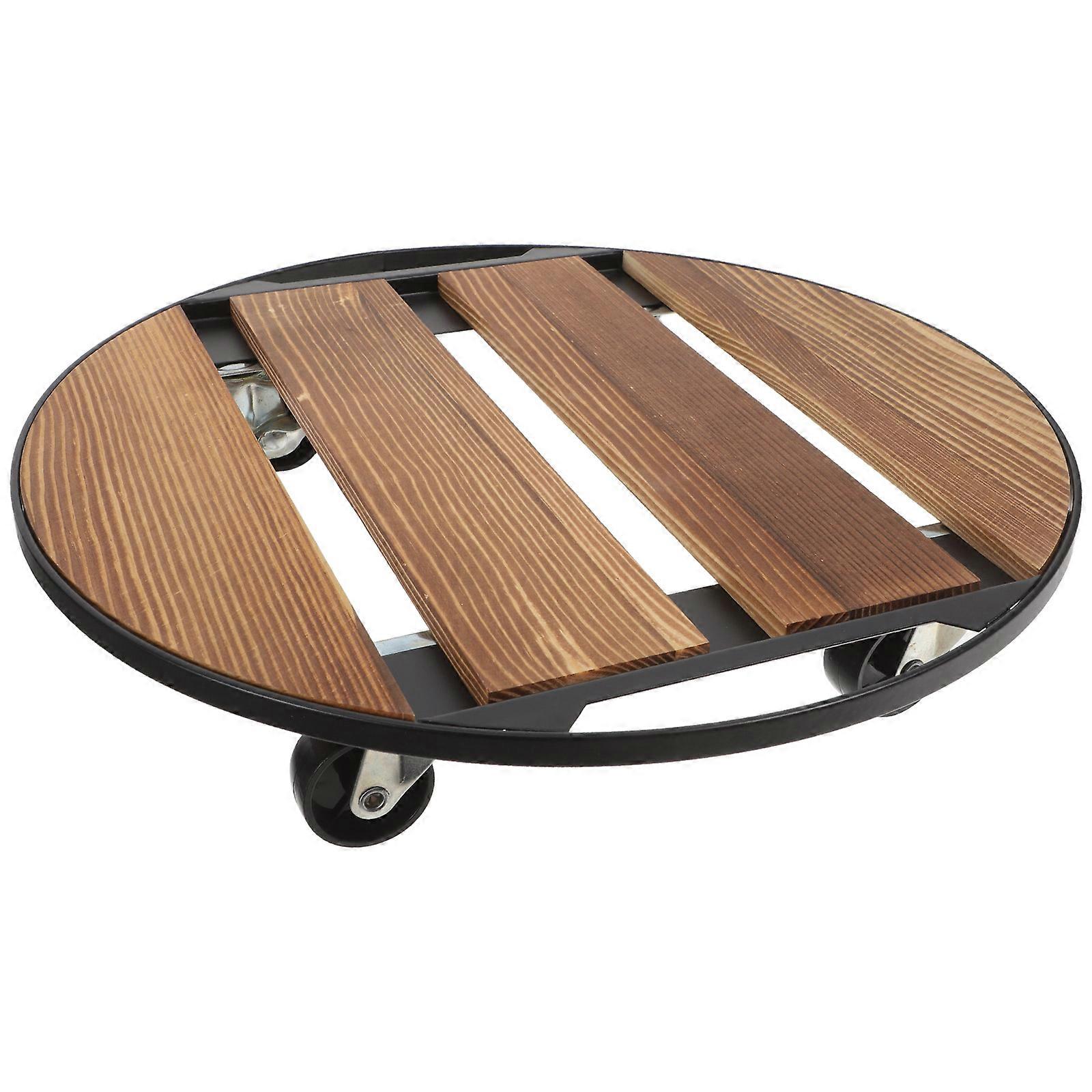 Wood Plant Stand With Casters For Flower Pots Natural Wood Finish Use Sturdy Base 1Pack