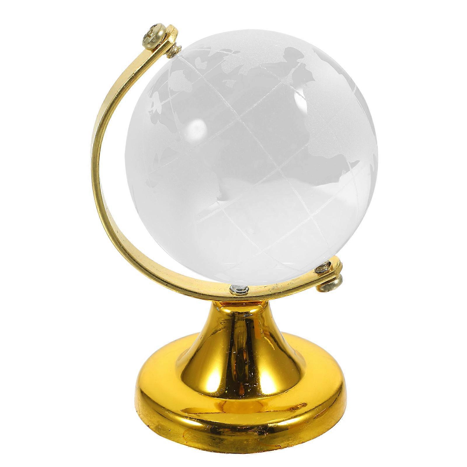 Miniature Globe For Decoration Round Crystal Globe with Stand Home Office Collectors 1Pack