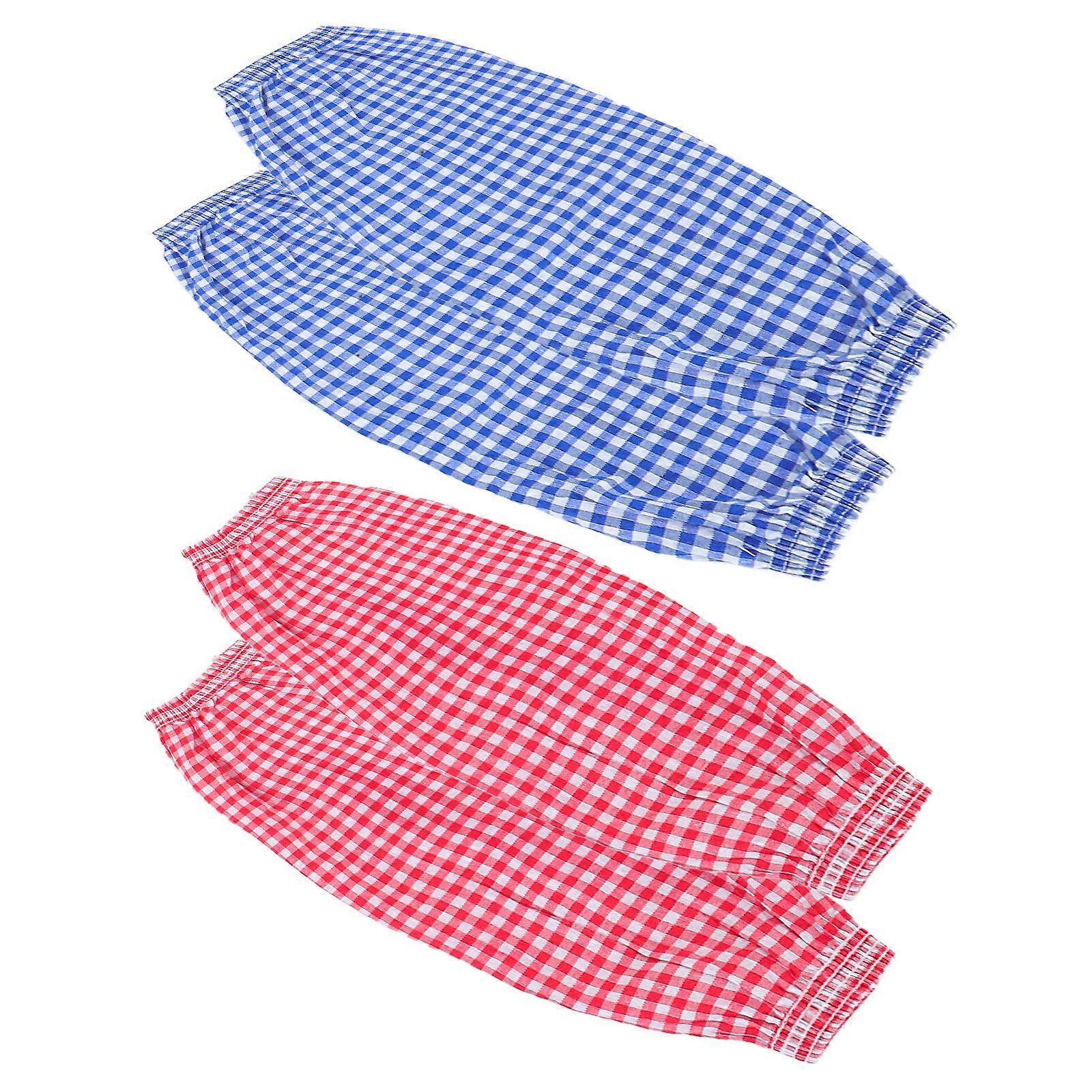 2 Pairs Plaid Oversleeves Arm Protectors for Kitchen Cooking Reusable Oilproof Arm Sleeves with Elastic for Forearm and Clothes Protection