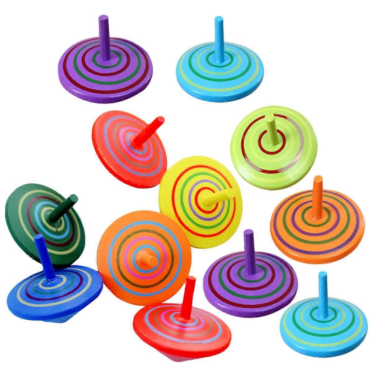 12 Pieces Wooden Gyroscope for Toddlers, Colourful Balance and Coordination for Creative Play Hours