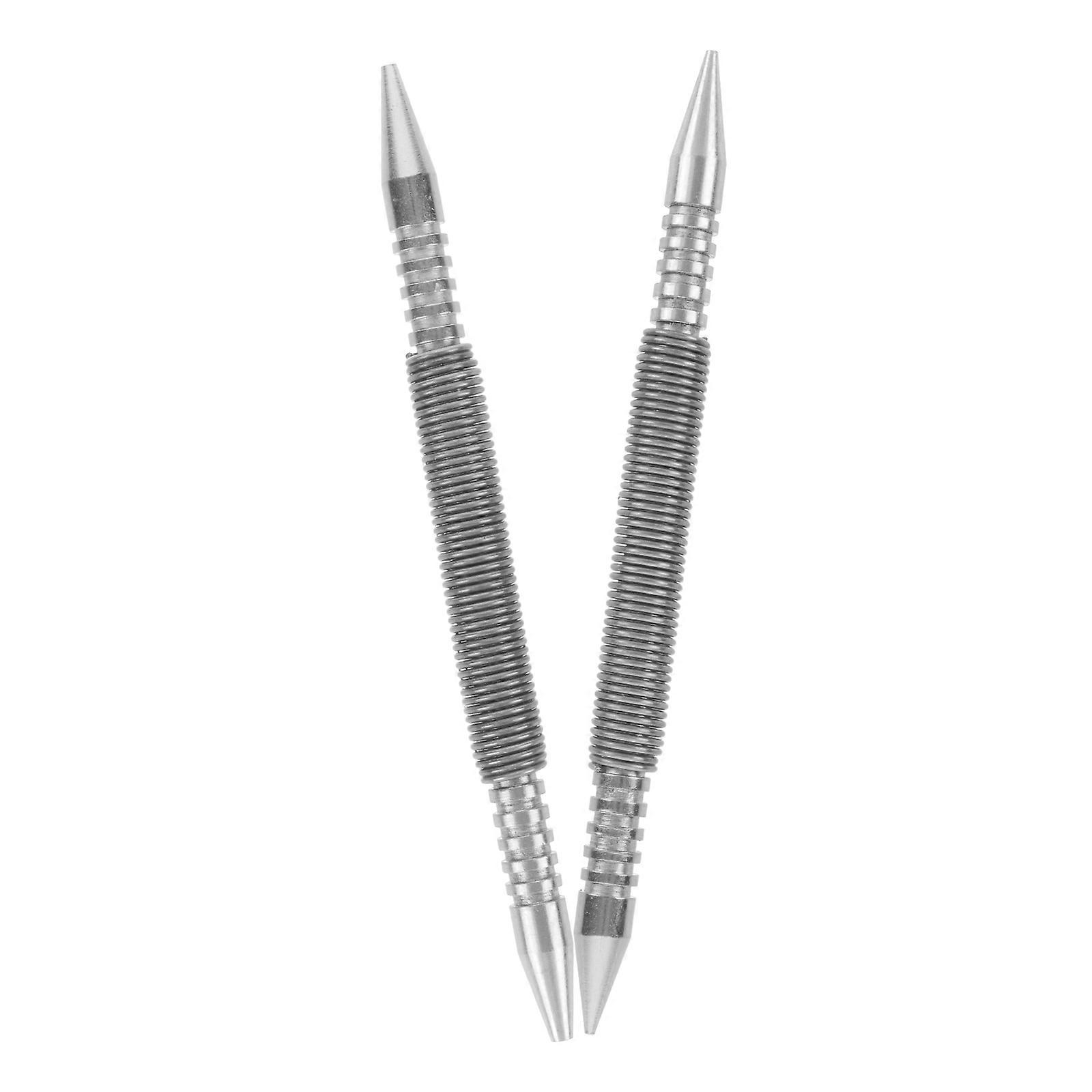 Spring Loaded Nail Set Center Hole Marking Woodworking Tools Silver 2Pcs