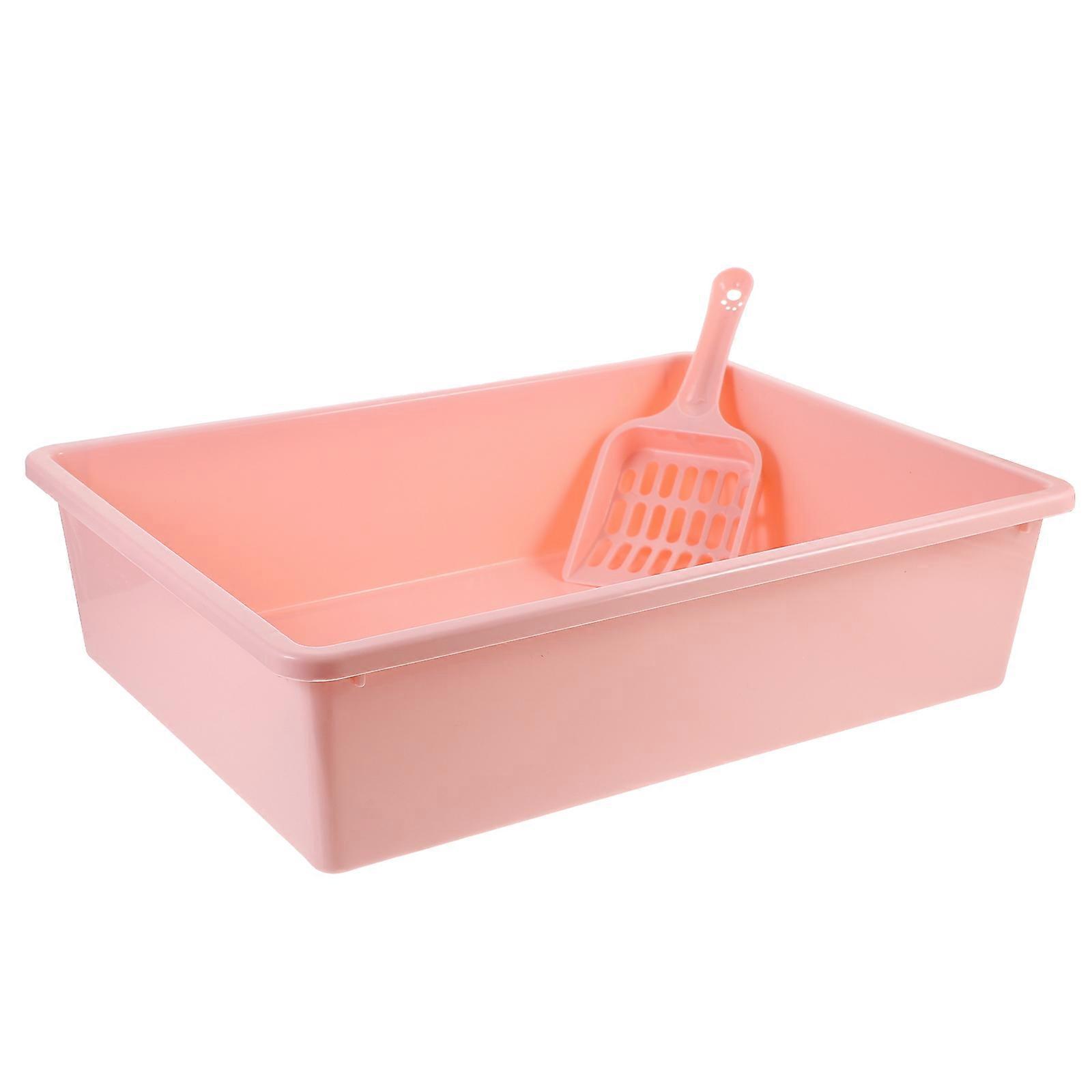 Litter Box with Scoop Portable Dust Control Easy Set