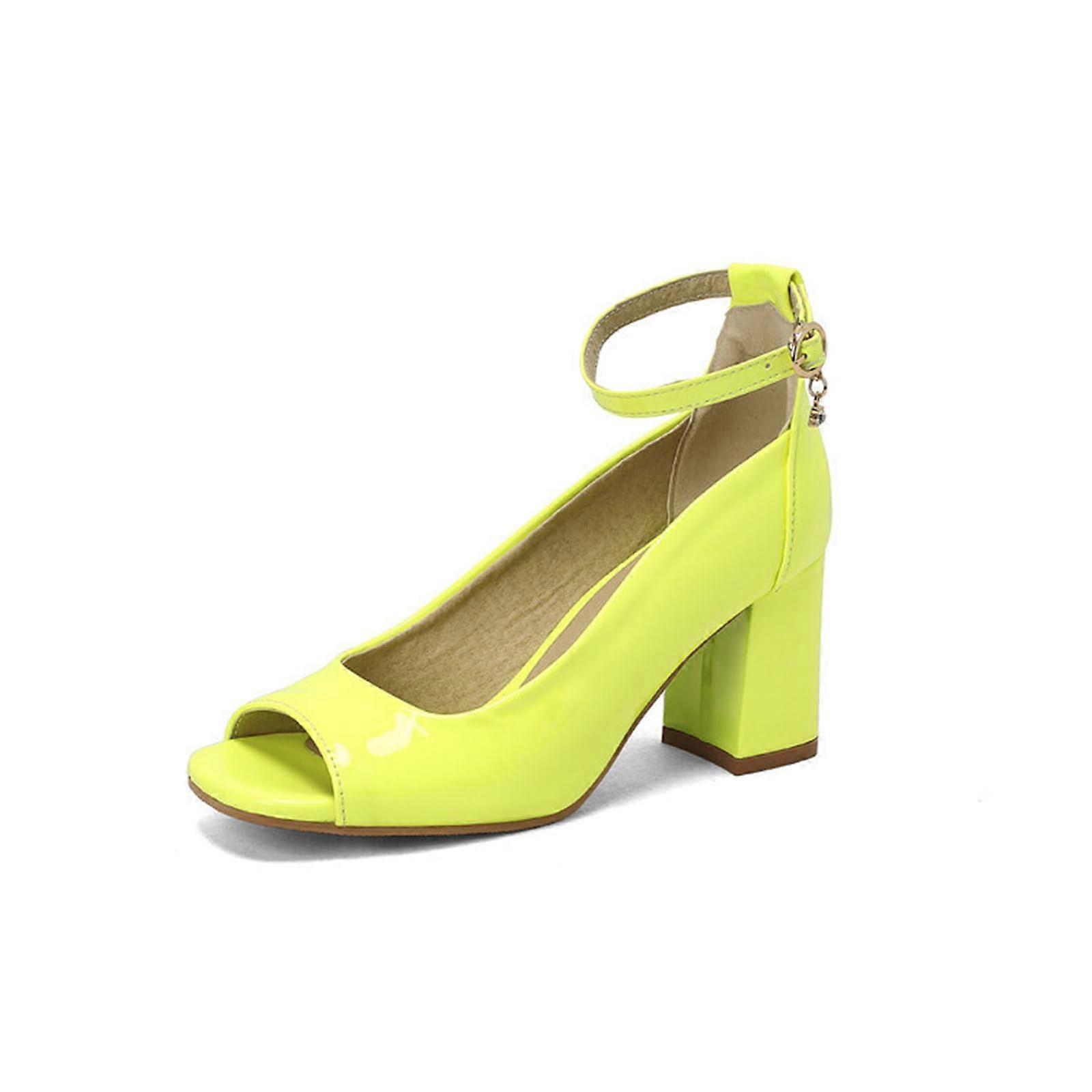 Damen Open Buckle Ankle Strap Thick Sandals with  Heels 2.7 Inches 39 EU Green