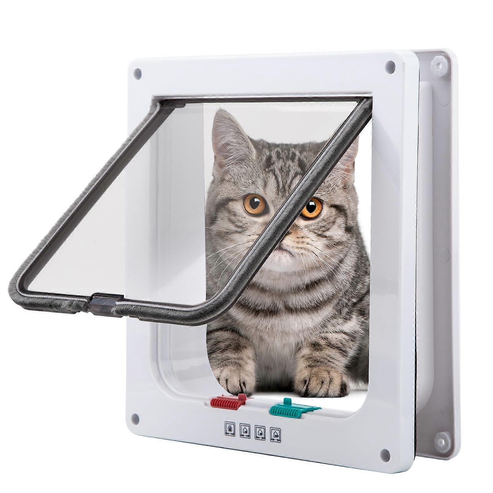 Pet Mate 4 Way Locking Cat Door Cat Flap Pet Door  RUN DOOR White Size: Small S White