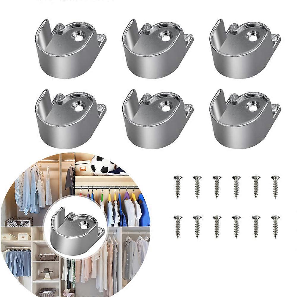 6PCS Zinc Alloy Flange Rod Holder U-Shaped Curtain Rod Bracket