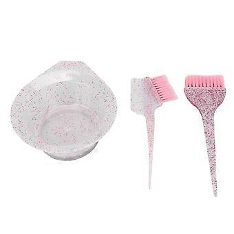 3 pcs Escovas de tingimento de cabelo Pente de tingimento de cabeleireiro Barbeiros de cabelo Escova de coloração para uso em salão de beleza em casa PinkYMMR)