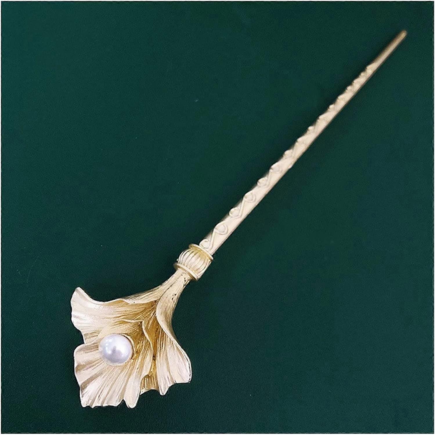 مقاطع الشعر خمر للنساء ، عصي الشعر الصينية ، اكسسوارات مجوهرات أوراق الجنكة المعدنية (الحجم: 1)