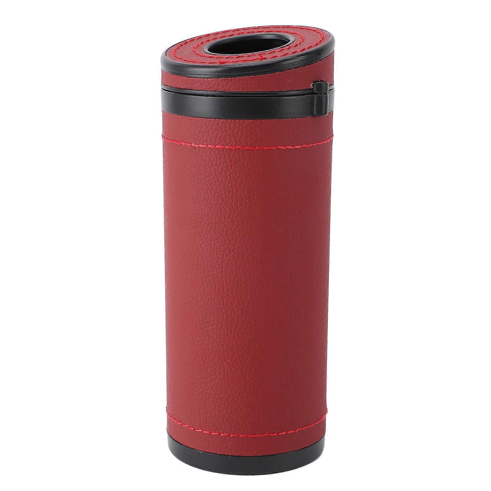 Car Tissue Holder Lightweight Leather and Tungsten Steel Car Tissues Box Cover for Travel with Window Breaker Red