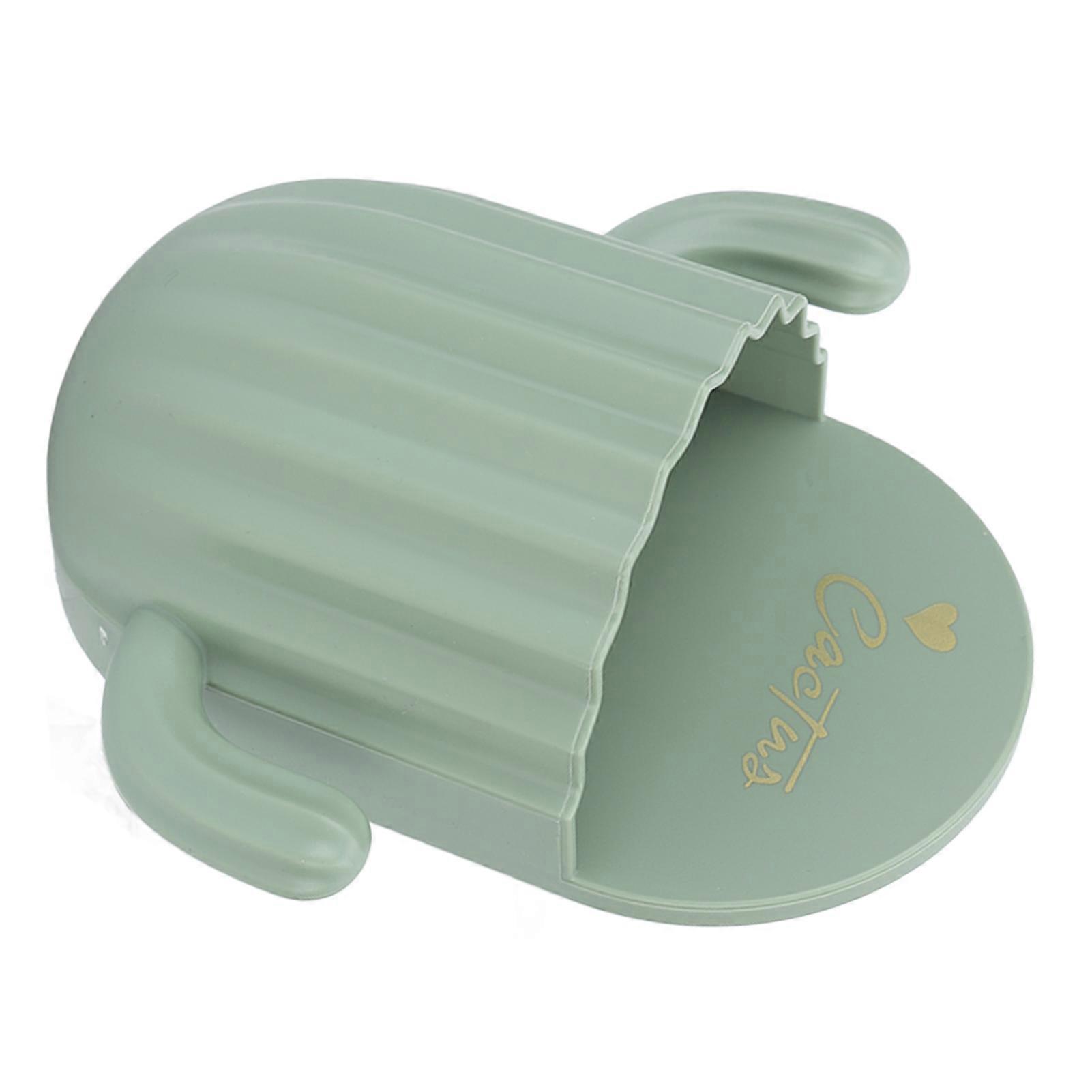 Wall Mounted Storage Box Hole Punching Free Cactus Shaped Toothpaste Toothbrush Comb Storage Rack for Bathroom Green