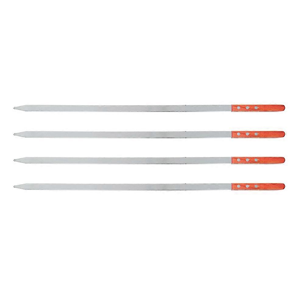 Wooden Handle Barbecue Fork with Stainless Steel and Flat Design for Easy Grilling 4pcs Brown