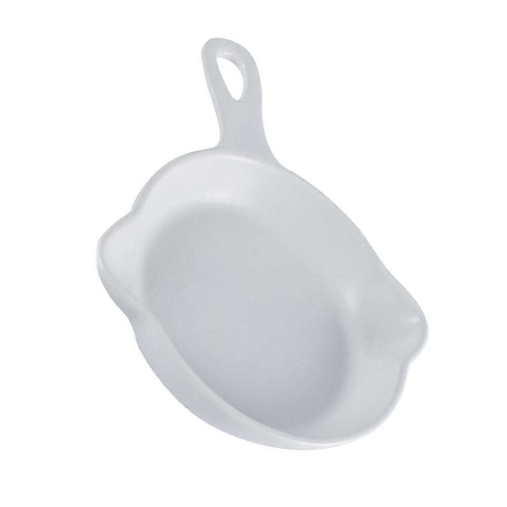 White Ceramic Baking Pan with Handle for Home Use Elegant Snack Tray 7.9 Inches