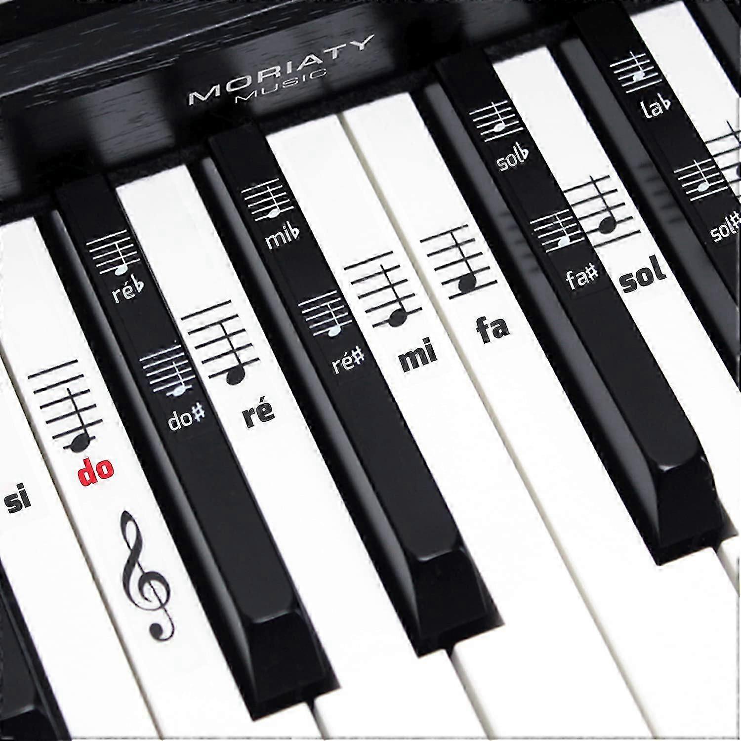 Stickers for piano notes + keyboard for 49 - 61 - 76 - 88 keys + premium complete kit for black + white keys - DO-RE-MI-FA-SOL-LA-SI -
