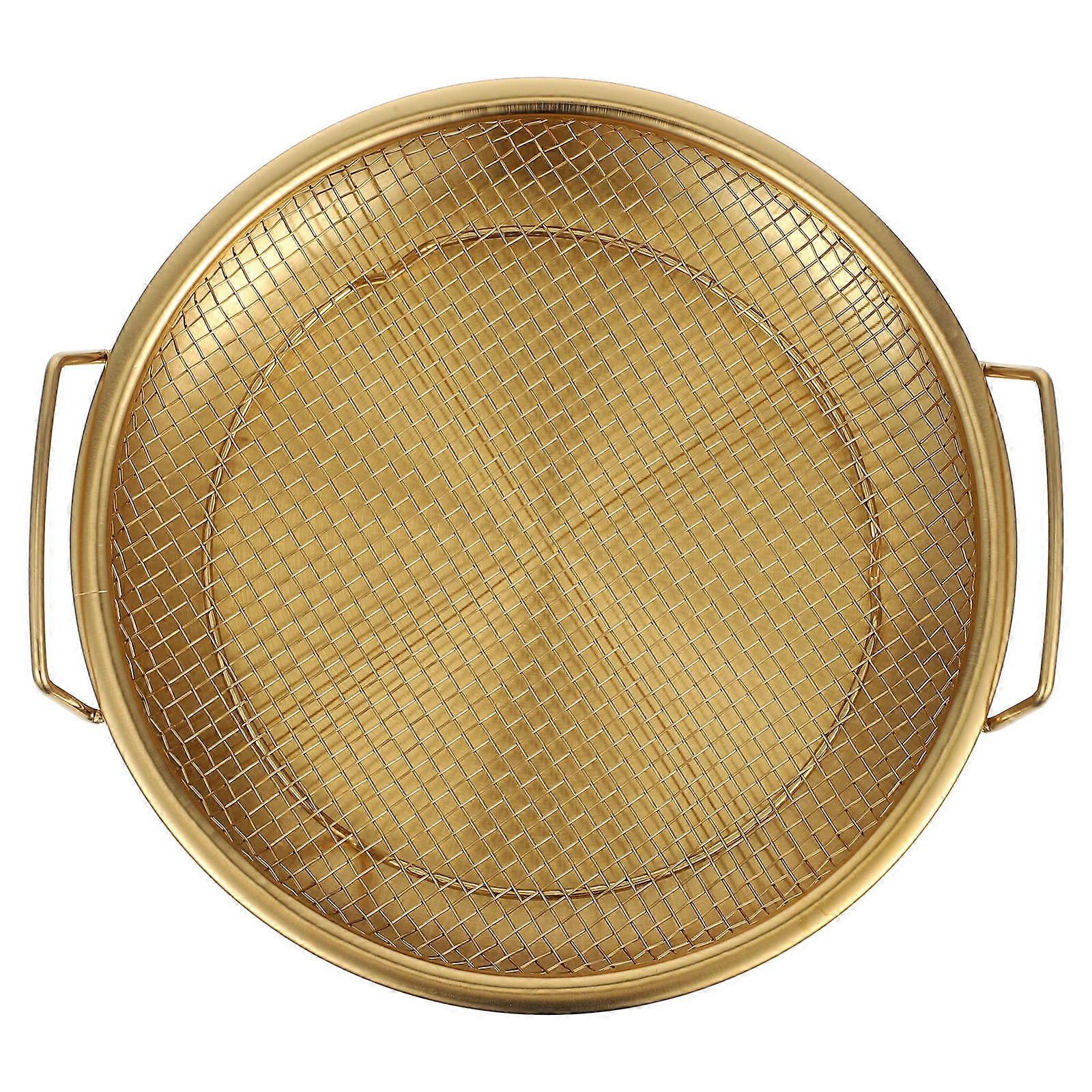 1 Set Kitchen Oils Filter Tray Stainless Steel Frying Grilling Basket Fine Mesh for Food and Washing Vegetables Fruits